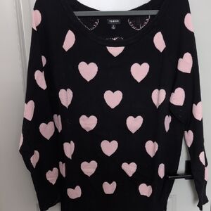 Torrid Black Sweater with Pink Heart Pattern